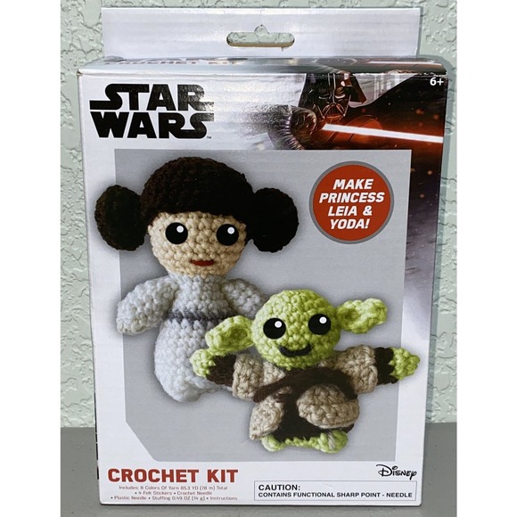 Disney STAR WARS BABY YODA GROGU Princess Leia Crochet Kit Complete Age 6+ NEW - Picture 1 of 4